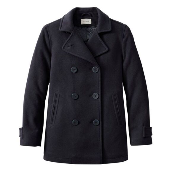 L.L.Bean Women's Classic Lambswool Pea Coat, Navy, Size 14 Petite - Picture 1 of 12